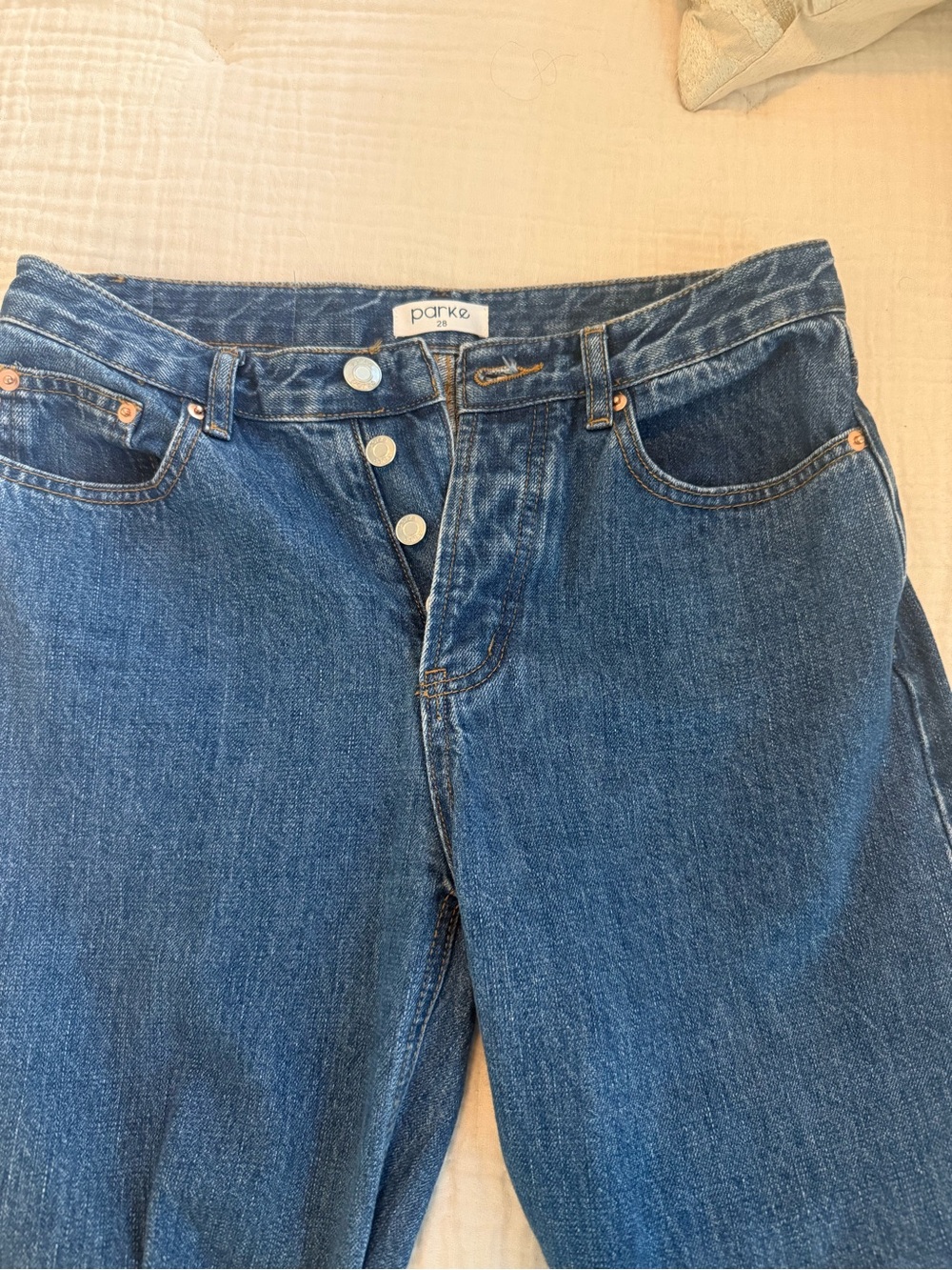 Parke Classic Straight Leg Jeans in Medium Blue